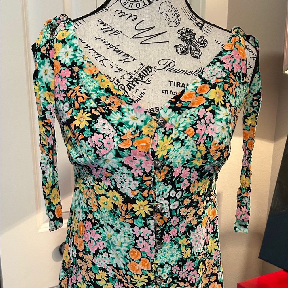 NWOT Colorful Floral Sleeveless Dress by Topshop